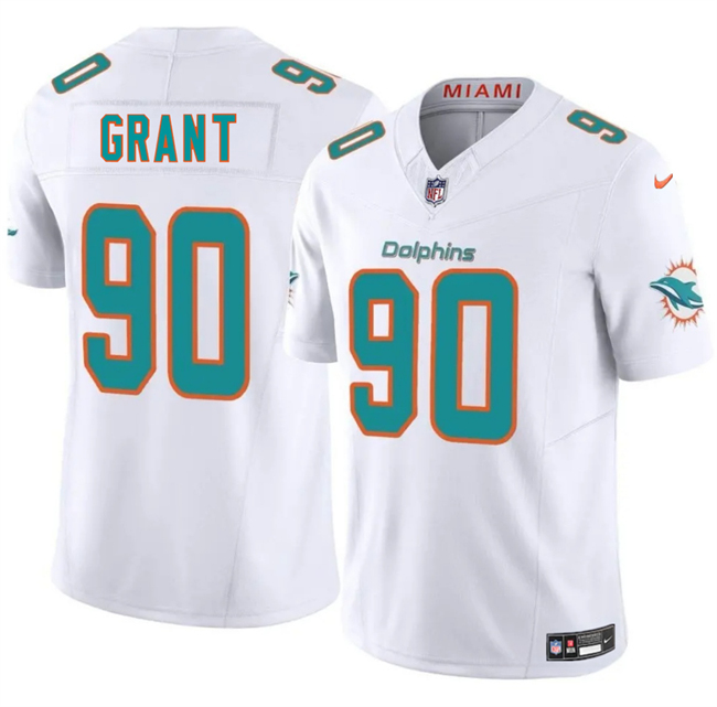 Youth White Miami Dolphins #90 Kenneth Grant 2025 Draft F.U.S.E Vapor Limited Stitched Jersey